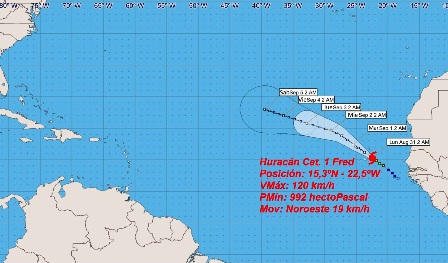 Imagen del Instituto de Meteorología Fred alcanza la categoría de huracán en el Atlántico