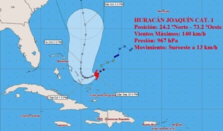 Huracán Joaquín continúa intensificándose