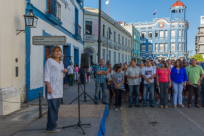 La historiadora Elda Cento evocó a Agramonte como hombre íntegro, de oratoria brillante y genio militar. Fotos: Leandro Pérez Pérez/ Adelante