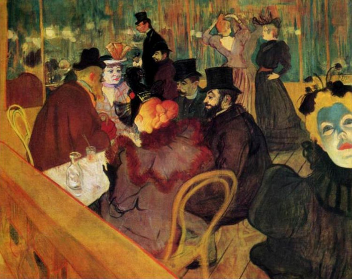 Vida Bohemia del Moulin Rouge (Cafés de París), pintado por Toulouse Lautrec. De la vida bohemia y sus esquinas