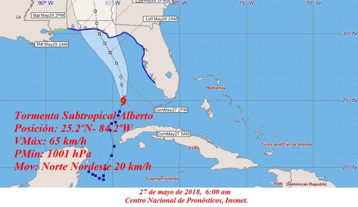 Alberto se interna en el golfo de México