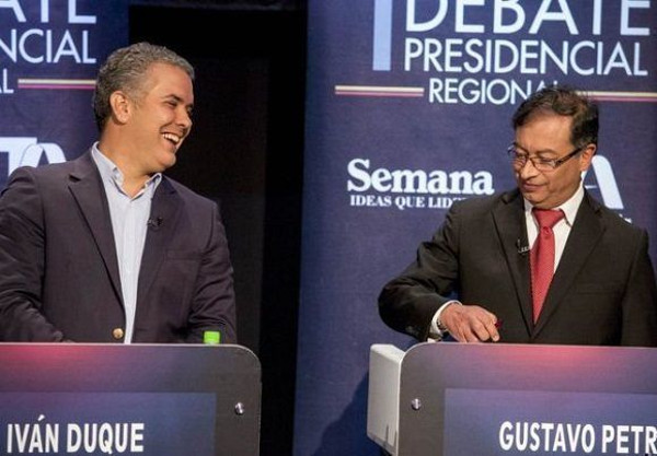 Gustavo Petro (der.) es el candidato de la izquierda con más posibilidades en las venideras elecciones en Colombia. Iván Duque (izq.) es el representante de la ultraderecha que comanda Álvaro Uribe. Foto: Getty Images Iván Duque y Gustavo Petro a segunda vuelta de elecciones en Colombia
