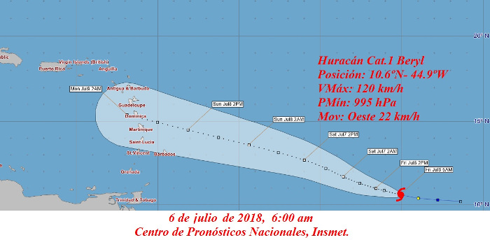 Imagen: Tomada de acn.cu Beryl: primer huracán de la temporada