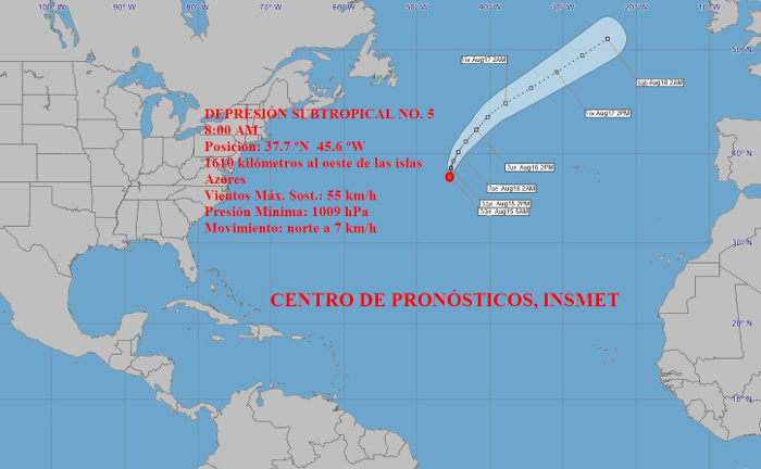 Foto: Tomada de www.insmet.cu Ernesto: nueva tormenta subtropical