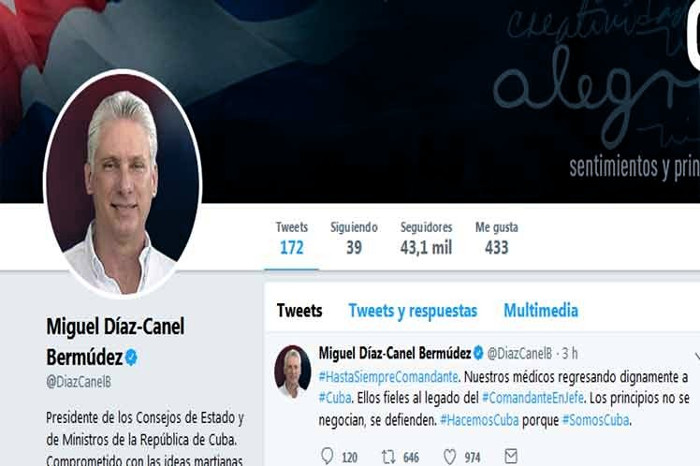 Imagen: Tomada de twitter Médicos cubanos fieles al legado de Fidel, destaca Díaz-Canel