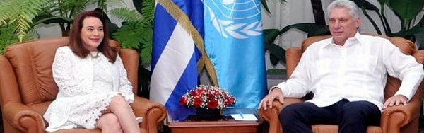 Presidenta de la Asamblea General de la ONU conversó con Díaz-Canel 
