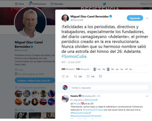 Foto: Tomada de cubaperiodistas.cu Díaz-Canel felicitó al colectivo del periódico Adelante