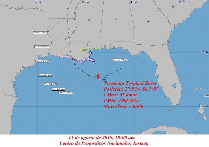 Imagen: Tomada de insmet.cu Barry, primera tormenta tropical de la temporada