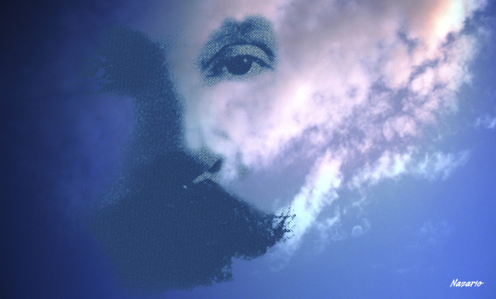 Obra de la serie Rostro de sol, arte digital de Nazario Salazar Martínez. Nazario y Adelante, en marzo como en enero
