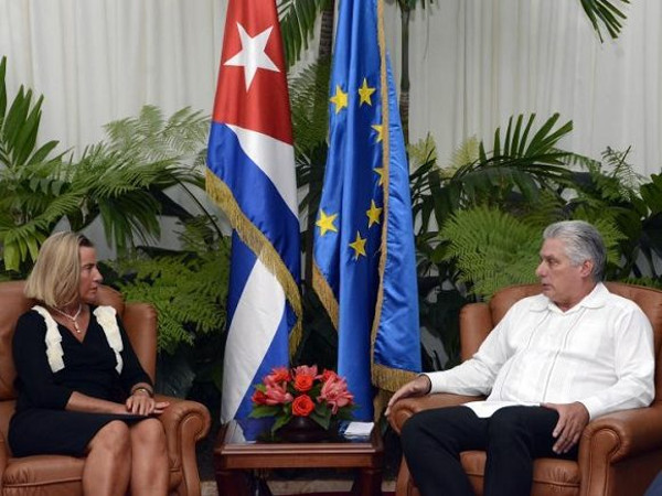 Foto: Tomada de cubadebate.cu Presidente cubano recibe a Federica Mogherini