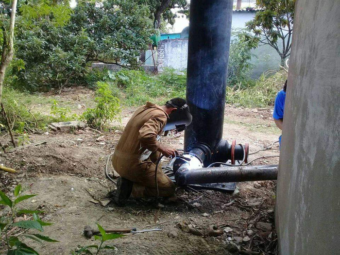 Como parte de la obra se construyó la chimenea de equilibrio Foto: Cortesía de Ecita Novedad científica: ¿Arete o ariete?