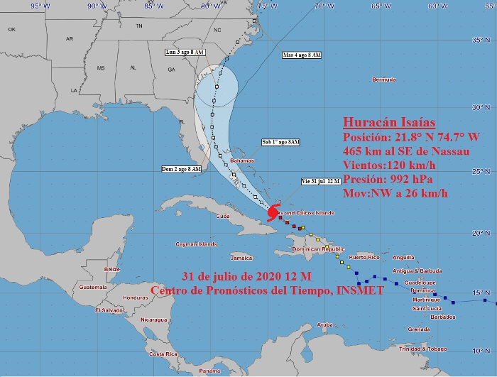 Imagen: Tomada de insmet.cu Chubascos a intervalos en el oriente cubano provoca Isaías