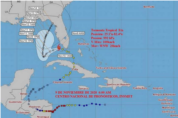 Imagen: Tomada de insmet.cu Lluvias asociadas con Eta se mantienen al norte de región central de Cuba