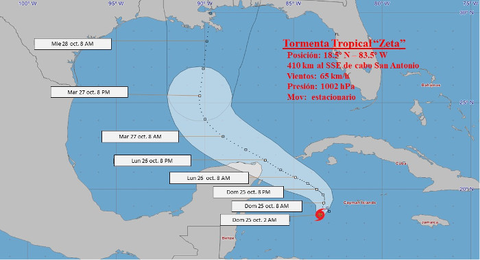 Imagen: Tomada de insmet.cu  Zeta: nueva tormenta tropical