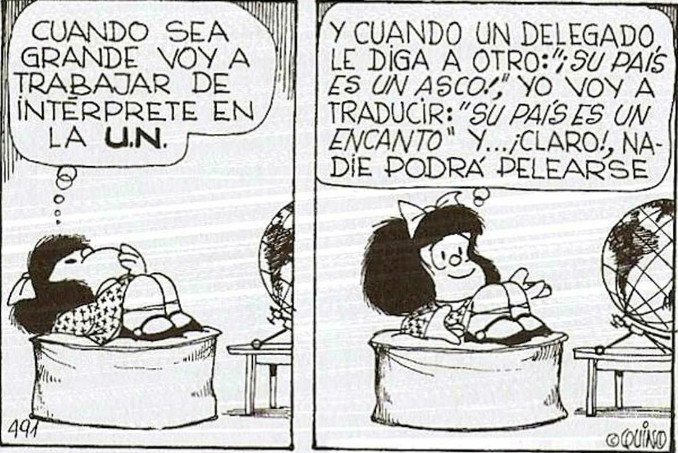 Mafalda nos muestra el valor de la traducción y la comunicación para el mundo. Foto: Tomada de elfaradio.com