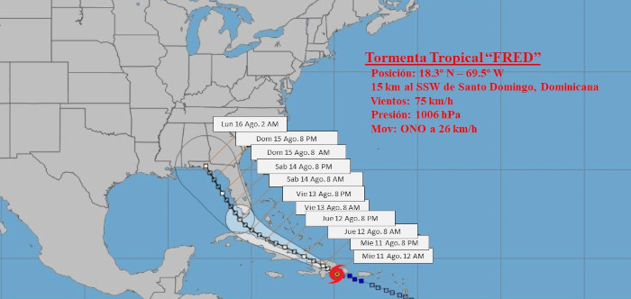 Imagen: Tomada de insmet.cu Depresión tropical Fred transita por costa norte de región oriental