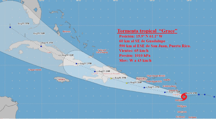Imagen: Tomada de insmet.cu Tormenta tropical Grace se acerca a Puerto Rico