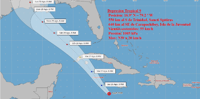 Imagen: Tomada de insmet.cu Depresión tropical afecta región oriental de Cuba