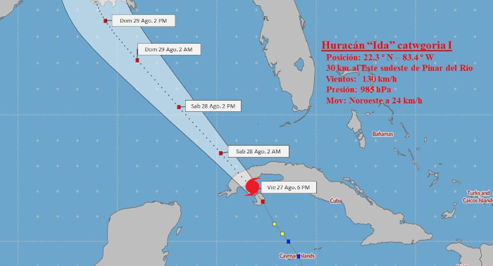 Imagen: Tomada de insmet.cu Ida se aleja de Cuba, deja lluvias en occidente