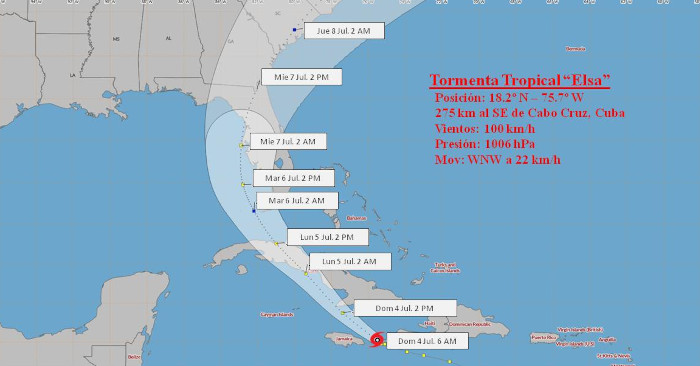 Imagen: Tomada de insmet.cu Poco cambio de la tormenta tropical Elsa en las últimas horas