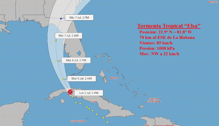 Imagen: Tomada de insmet.cu Elsa avanza por Mayabeque hasta salir cerca de los límites con La Habana