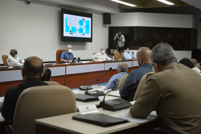 Foto: tomada de pcc.cu Pensar y actuar para Cuba: Encuentro virtual de la dirección del país con  2 600 dirigentes