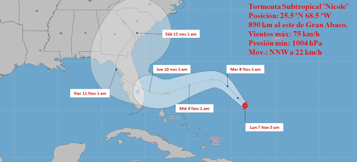 Nicole: Nueva tormenta subtropical
