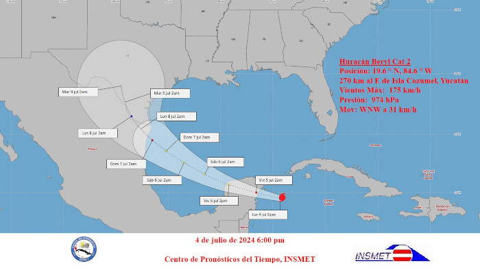 Imagen: Tomada de insmet.cu Beryl se aleja hacia Yucatán