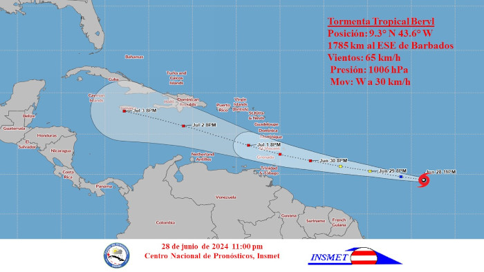Imagen: Tomada de insmet.cu Beryl, segunda tormenta tropical de la temporada