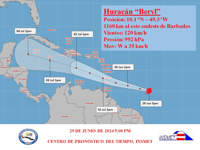 Imagen: Tomada de insmet.cu Beryl, fenómeno meteorológico extremadamente peligroso