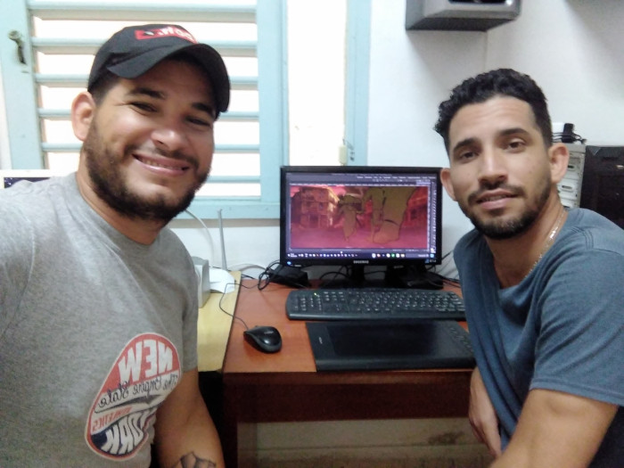 Keiter Castillo junto a Yanier Vázquez, animador 2D.