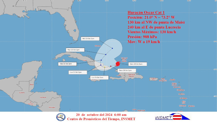 Imagen: Tomada de insmet.cu Huracán Oscar hacia región oriental