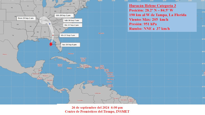 Imagen: Tomada de insmet.cu Helene se convierte en un huracán
