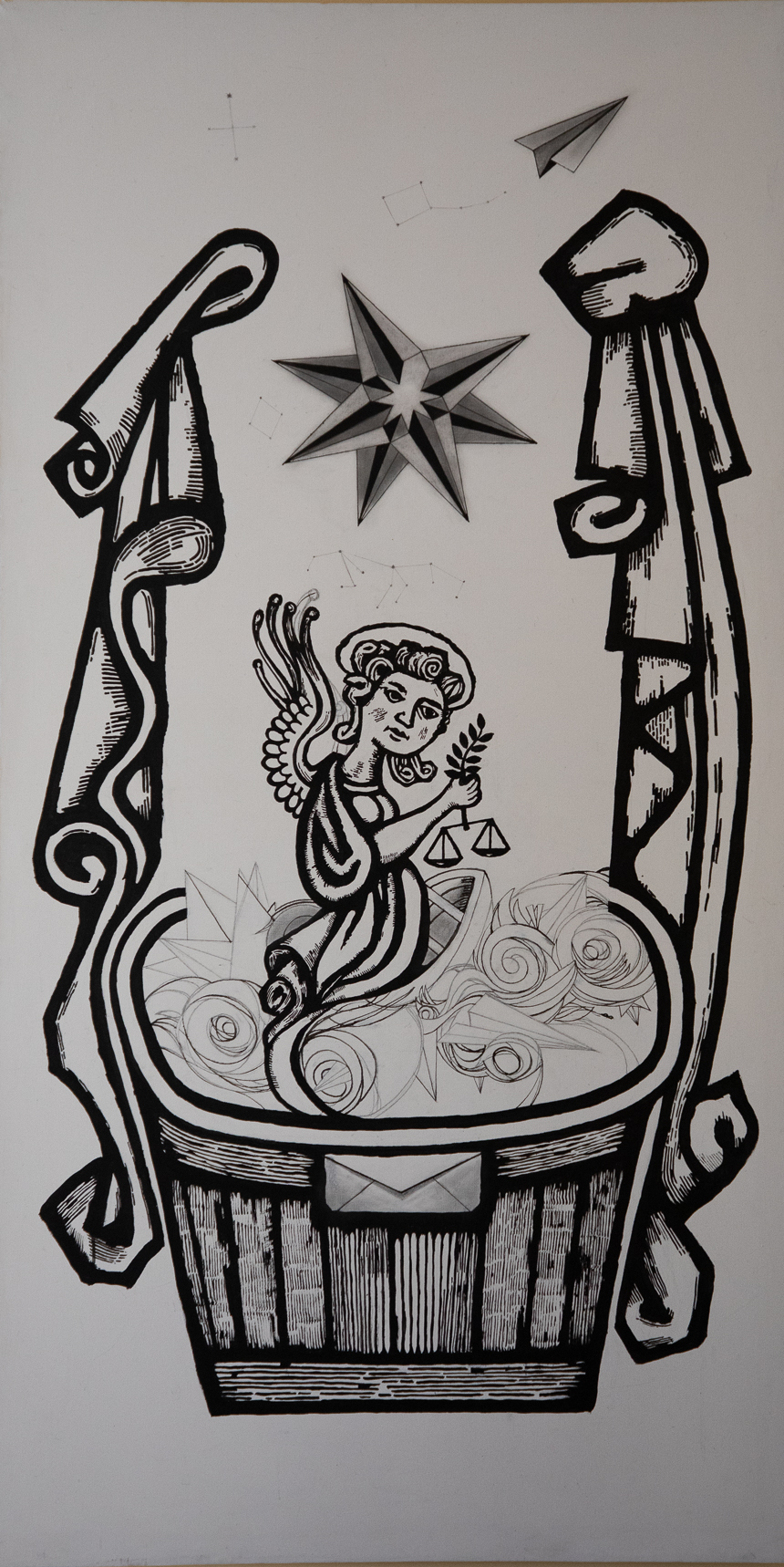 “Rosa Náutica” (2024), acrílico sobre lienzo.