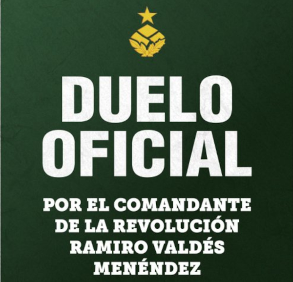 Duelo Oficial por fallecimiento de Ramiro Valdés Menéndez 